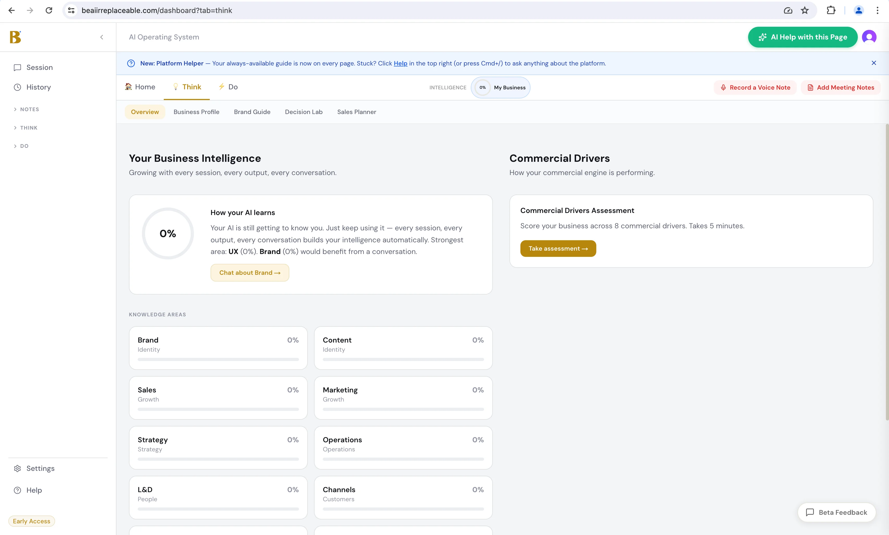Goals and priorities dashboard with strategic objectives