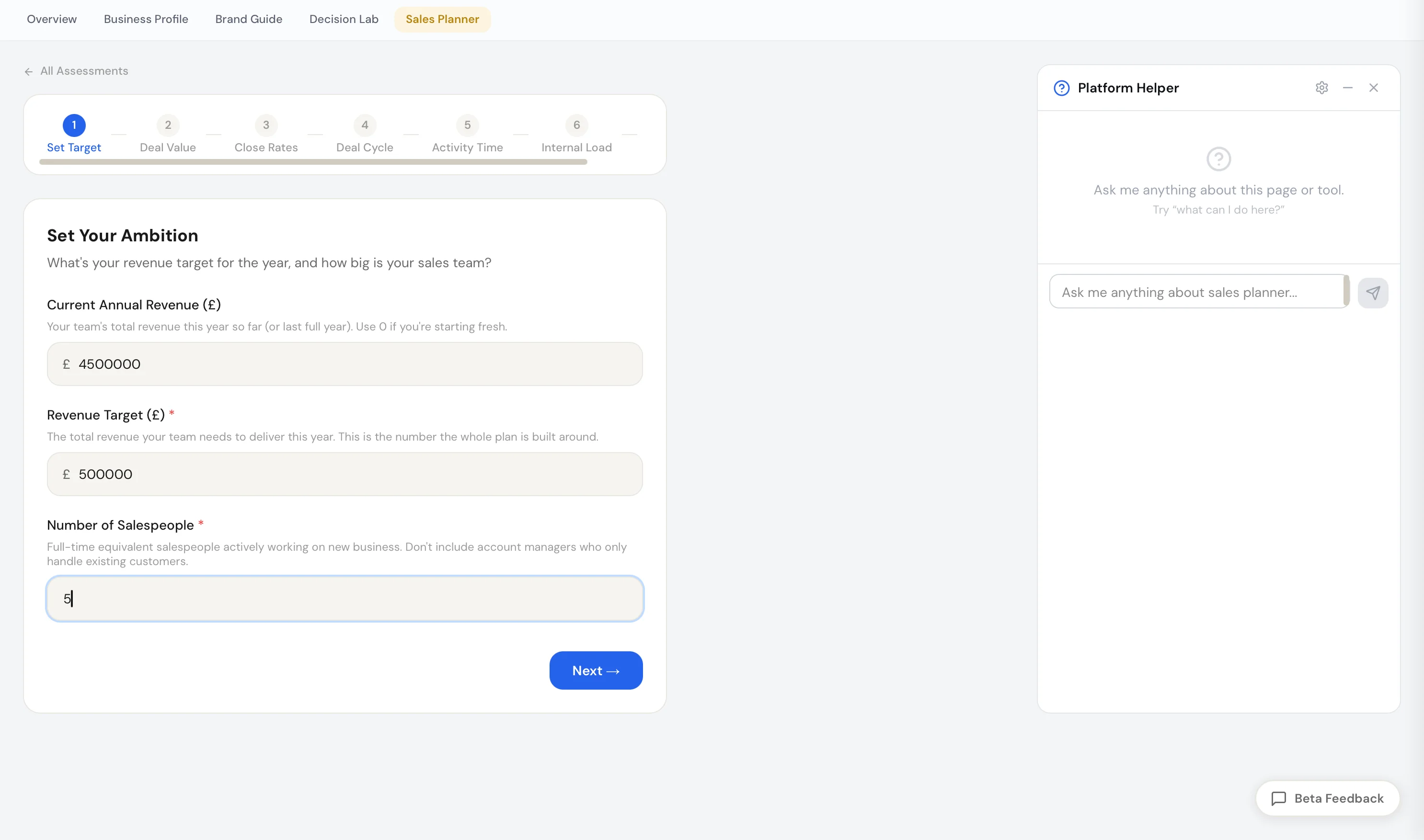 New assessment setup with diagnostic parameters